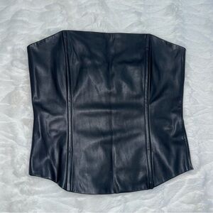 WeWoreWhat Black Faux Leather Corset Top